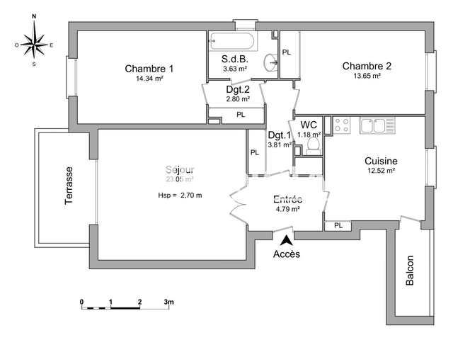 Appartement 3 pièces (79.77 m²) à louer - Aix-en-provence (13100)
