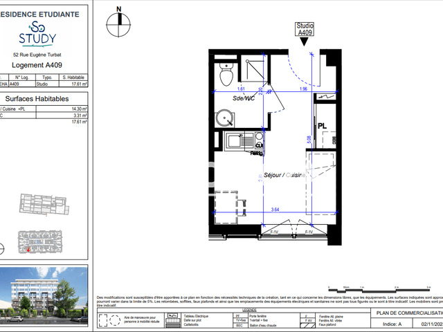 Studio meublé (17.61 m²) à louer - Orleans (45100)
