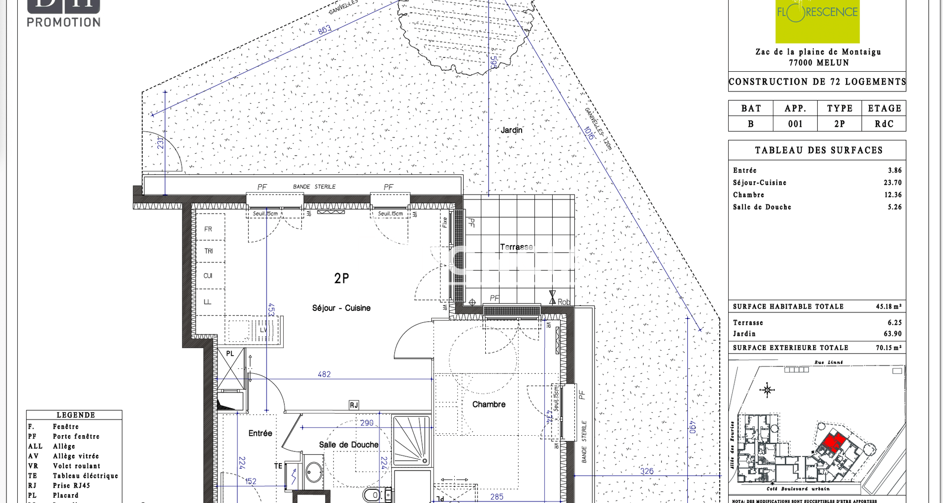 Appartement 2 pièces (45.18 m²) à louer - Melun (77000)