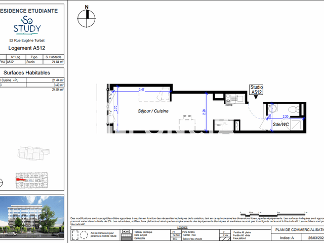 Studio meublé (24.84 m²) à louer - Orleans (45100)
