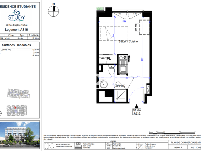 Studio meublé (16.99 m²) à louer - Orleans (45100)