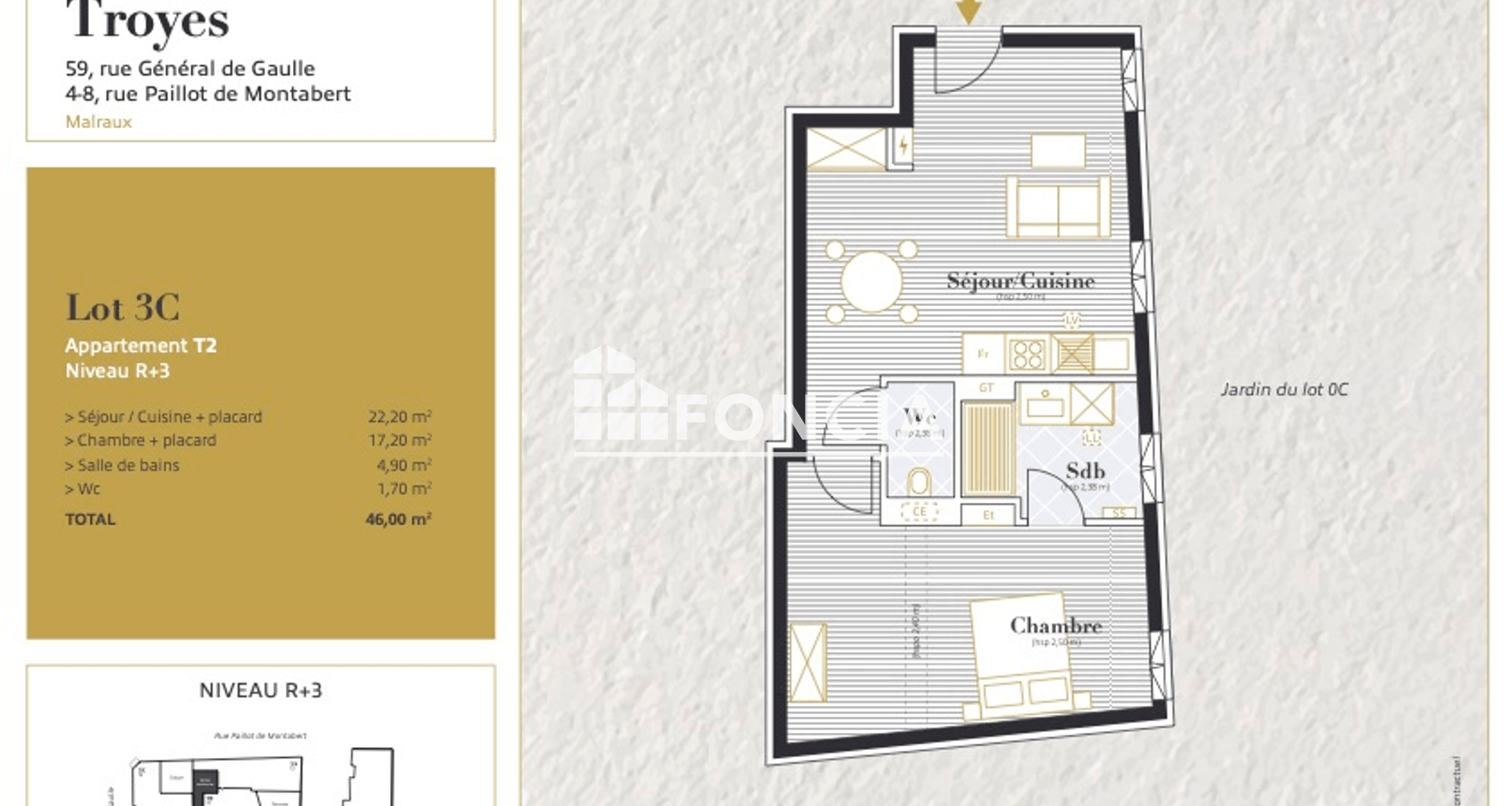 Appartement 2 pièces (46 m²) à louer - Troyes (10000)