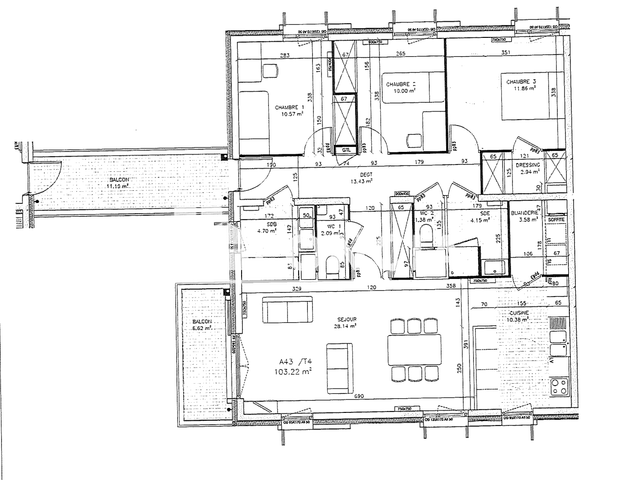 Appartement 4 pièces (103.22 m²) à louer - Lille (59000)