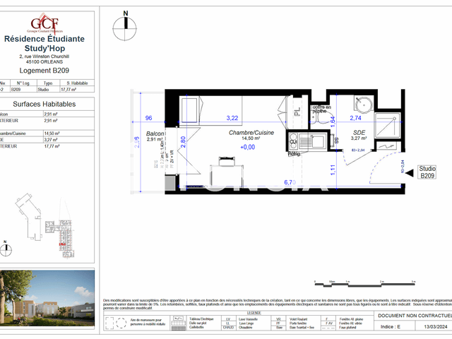 Studio (17.77 m²) à louer - Orleans (45100)