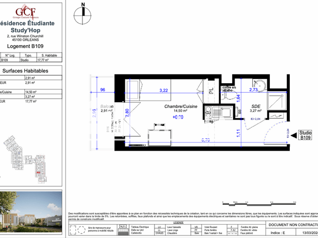 Studio (17.77 m²) à louer - Orleans (45100)