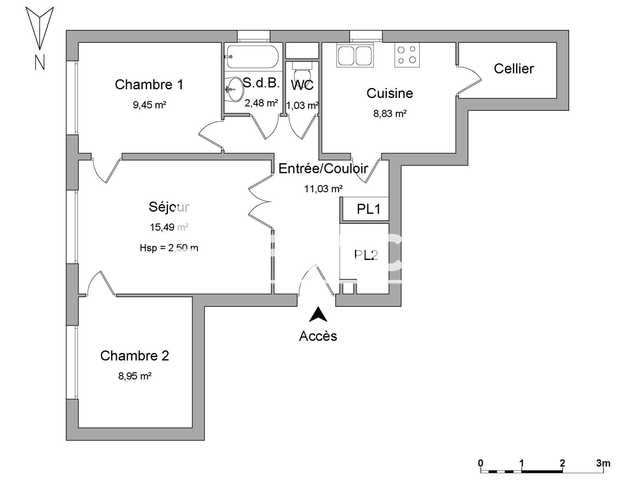 Appartement 3 pièces (59.89 m²) à louer - Voiron (38500)