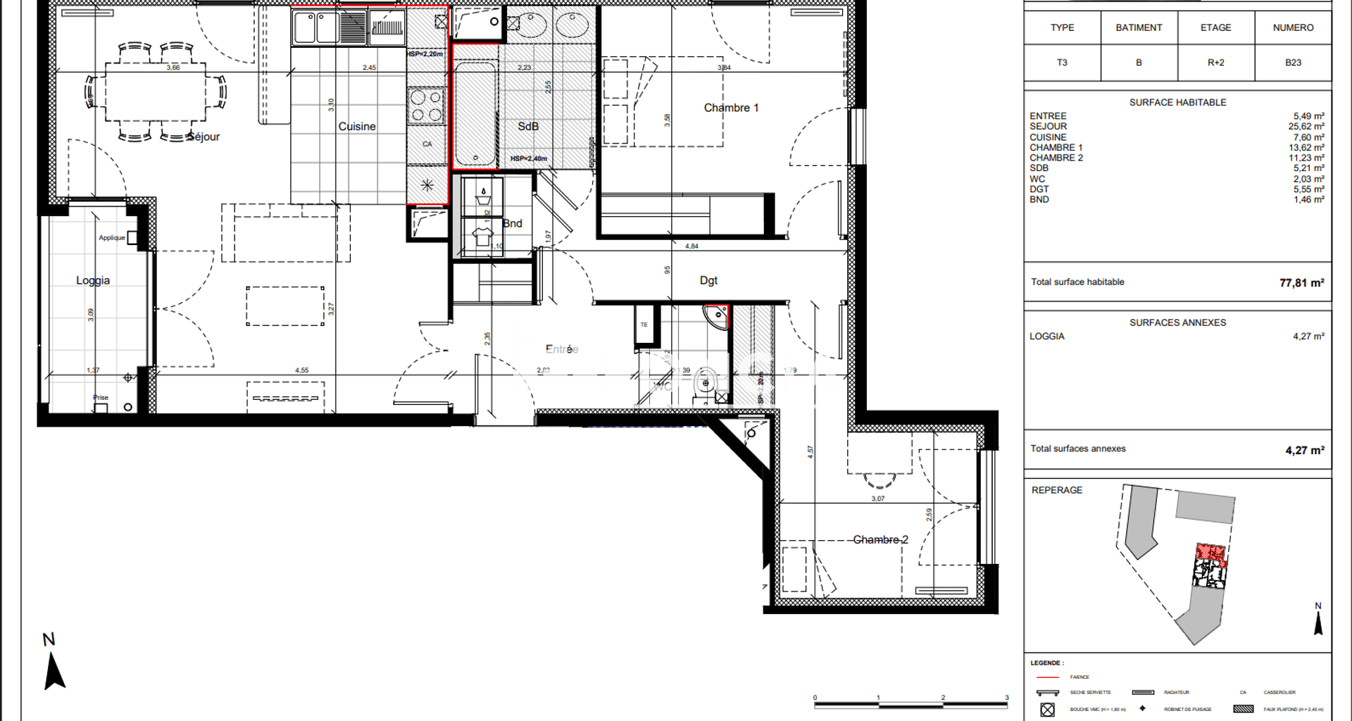 Appartement 3 pièces (77.81 m²) à louer - Evry (91000)