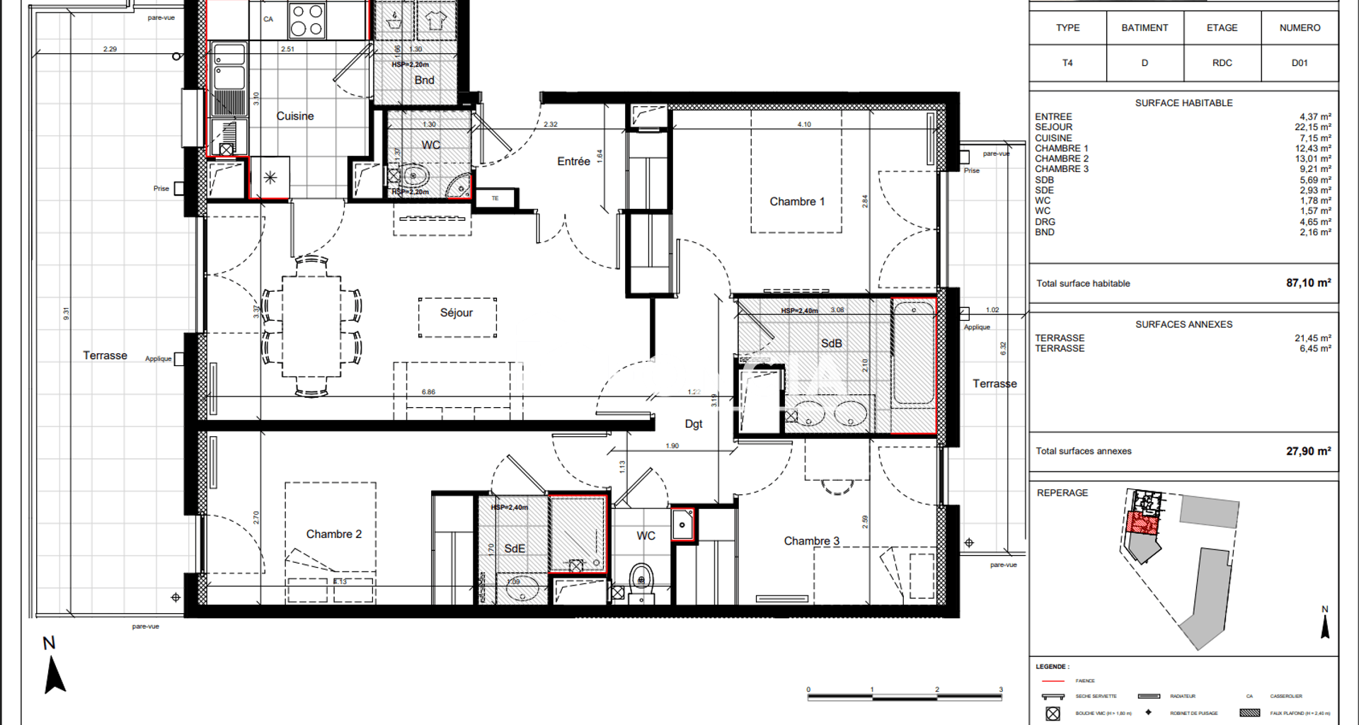 Appartement 4 pièces (87.01 m²) à louer - Evry (91000)