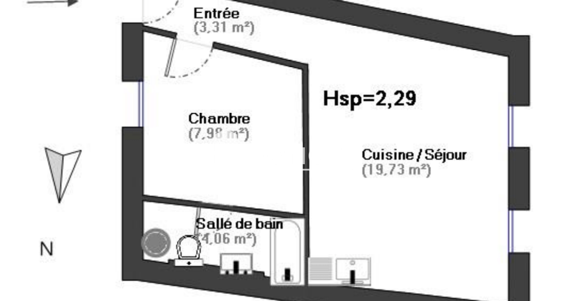 Appartement 2 pièces (35.08 m²) à louer - Bourg-lès-valence (26500)