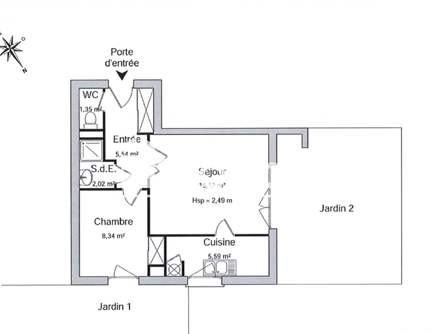 Appartement 2 pièces (38.96 m²) à louer - Osny (95520)