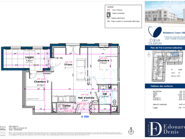 Appartement meublé 3 pièces (54.97 m²) à louer - Saint Pierre D'oleron (17310)