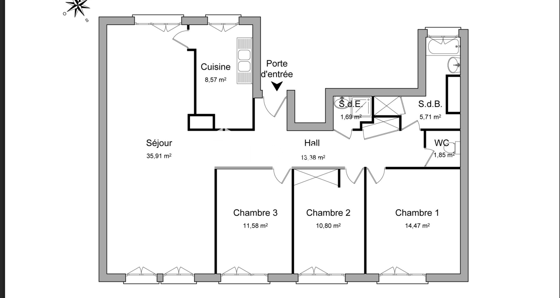 Appartement 5 pièces (103.96 m²) à louer - Rouen (76000)