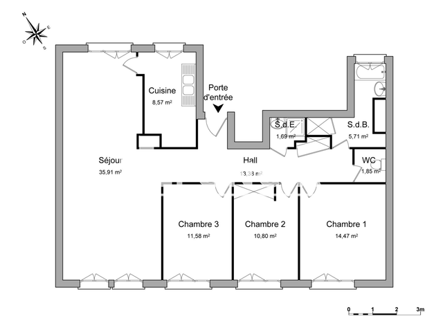 Appartement 5 pièces (103.96 m²) à louer - Rouen (76000)