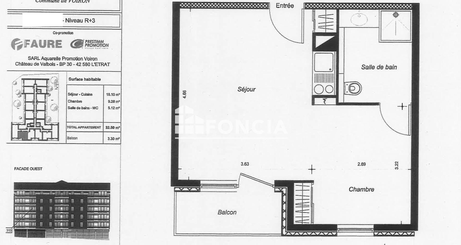 Studio (32.5 m²) à vendre - Voiron (38500)