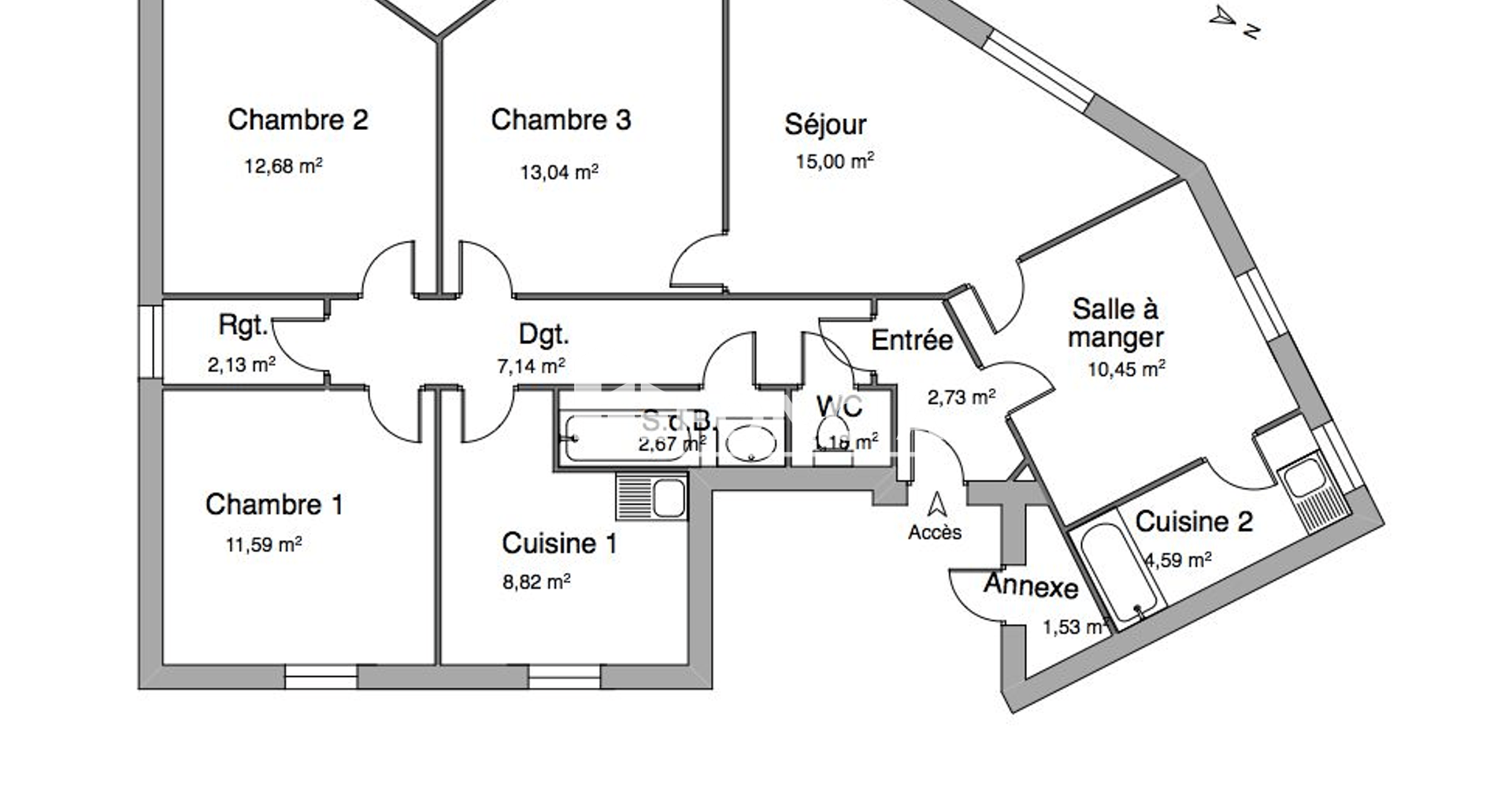 Appartement 5 pièces (93.55 m²) à vendre - Clermont-ferrand (63000)