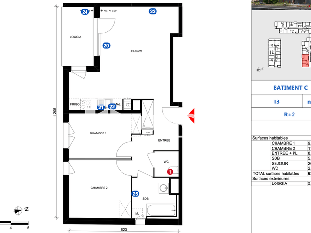 Appartement 3 pièces (63.64 m²) à louer - Elbeuf (76500)