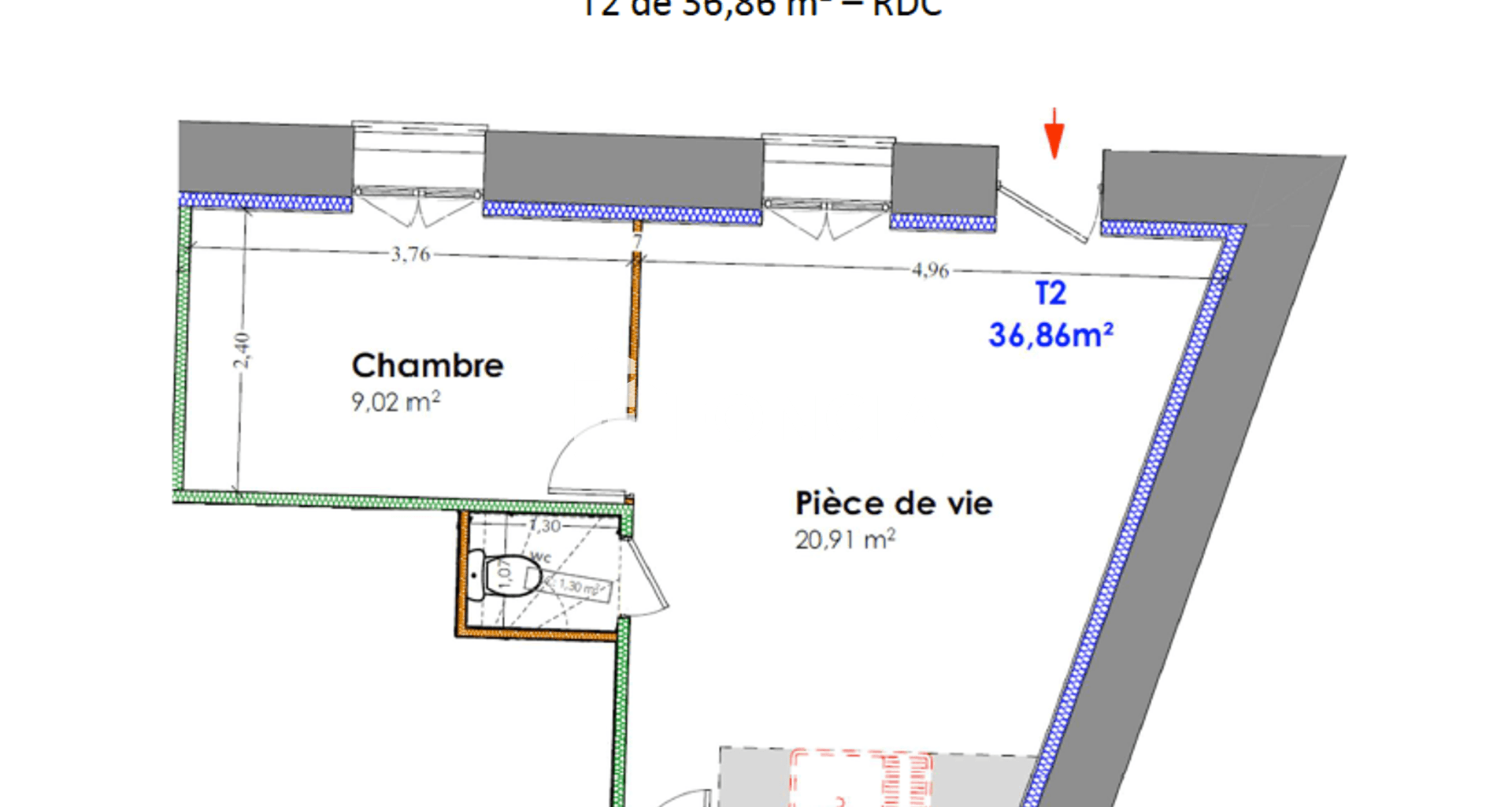 Appartement 2 pièces (36.86 m²) à vendre - Thézan-lès-béziers (34490)
