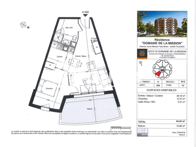Appartement 2 pièces (46 m²) à louer - Talence (33400)