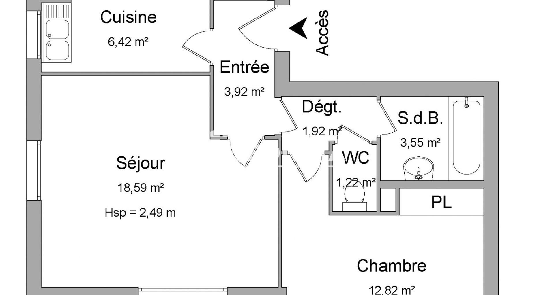 Appartement 2 pièces (48.44 m²) à louer - Cergy (95800)