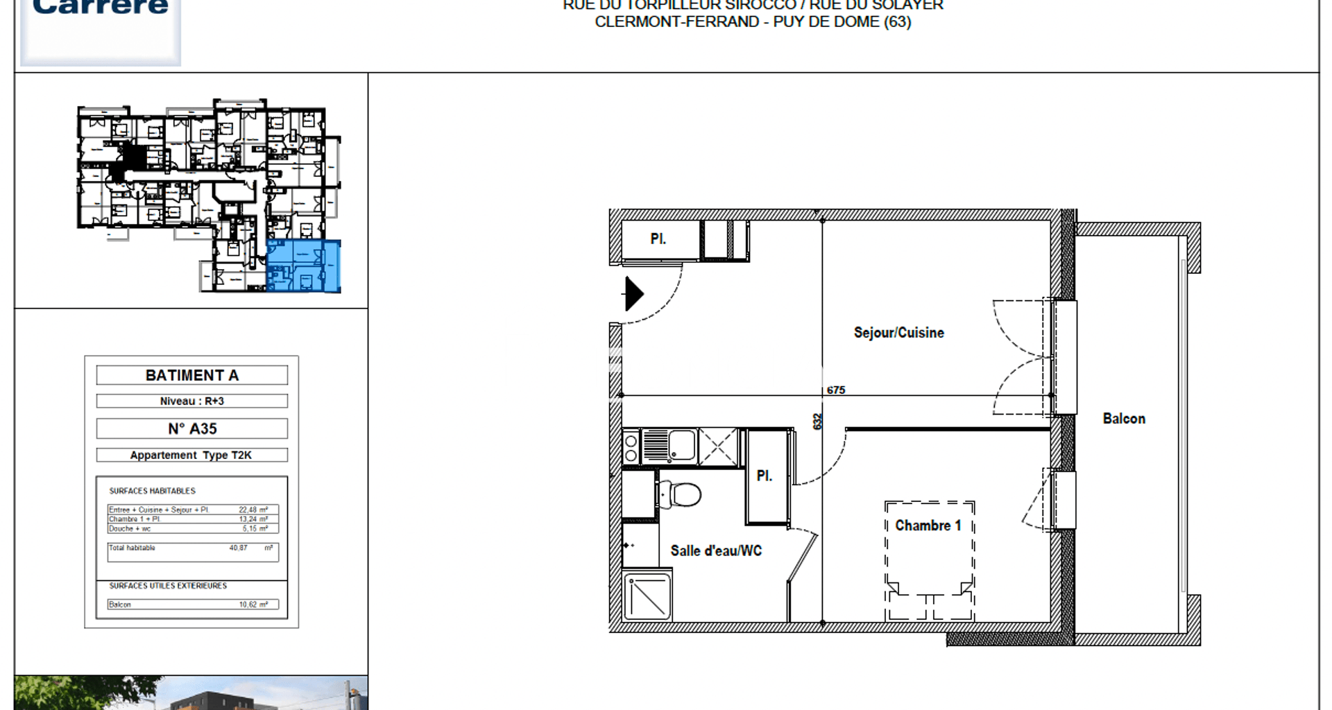 Appartement 2 pièces (40.87 m²) à louer - Clermont-ferrand (63000)