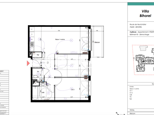 Appartement 3 pièces (61.25 m²) à louer - Bihorel (76420)