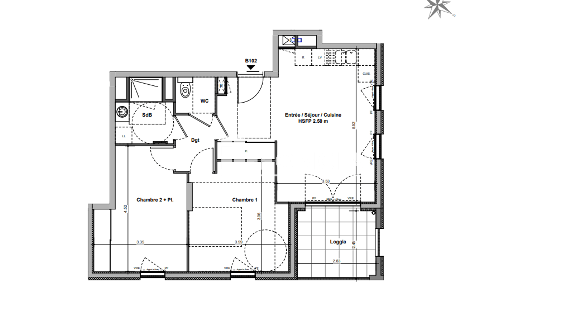 Appartement 3 pièces (61 m²) à vendre - Rillieux-la-pape (69140)