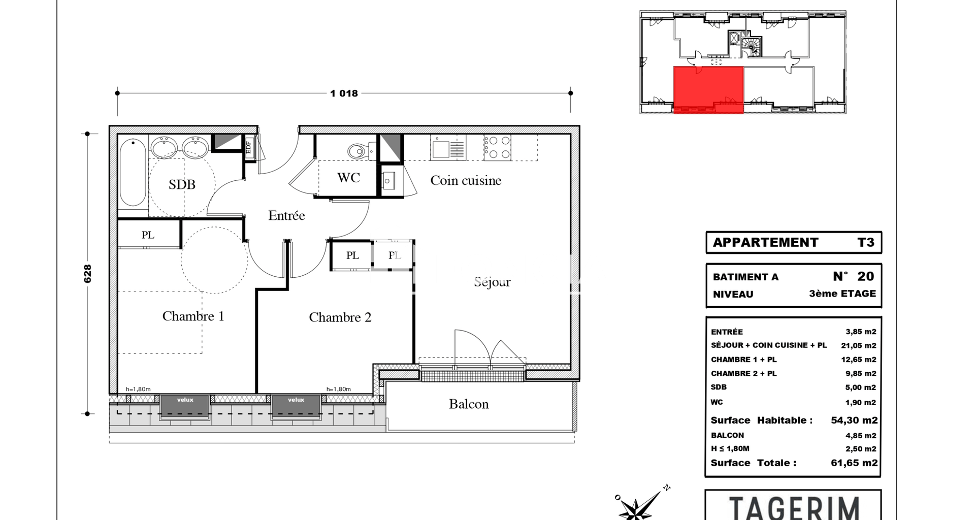 Appartement 3 pièces (54.3 m²) à louer - Melun (77000)