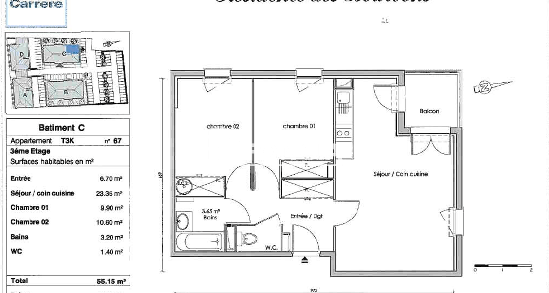 Appartement 3 pièces (55.27 m²) à louer - Vichy (03200)