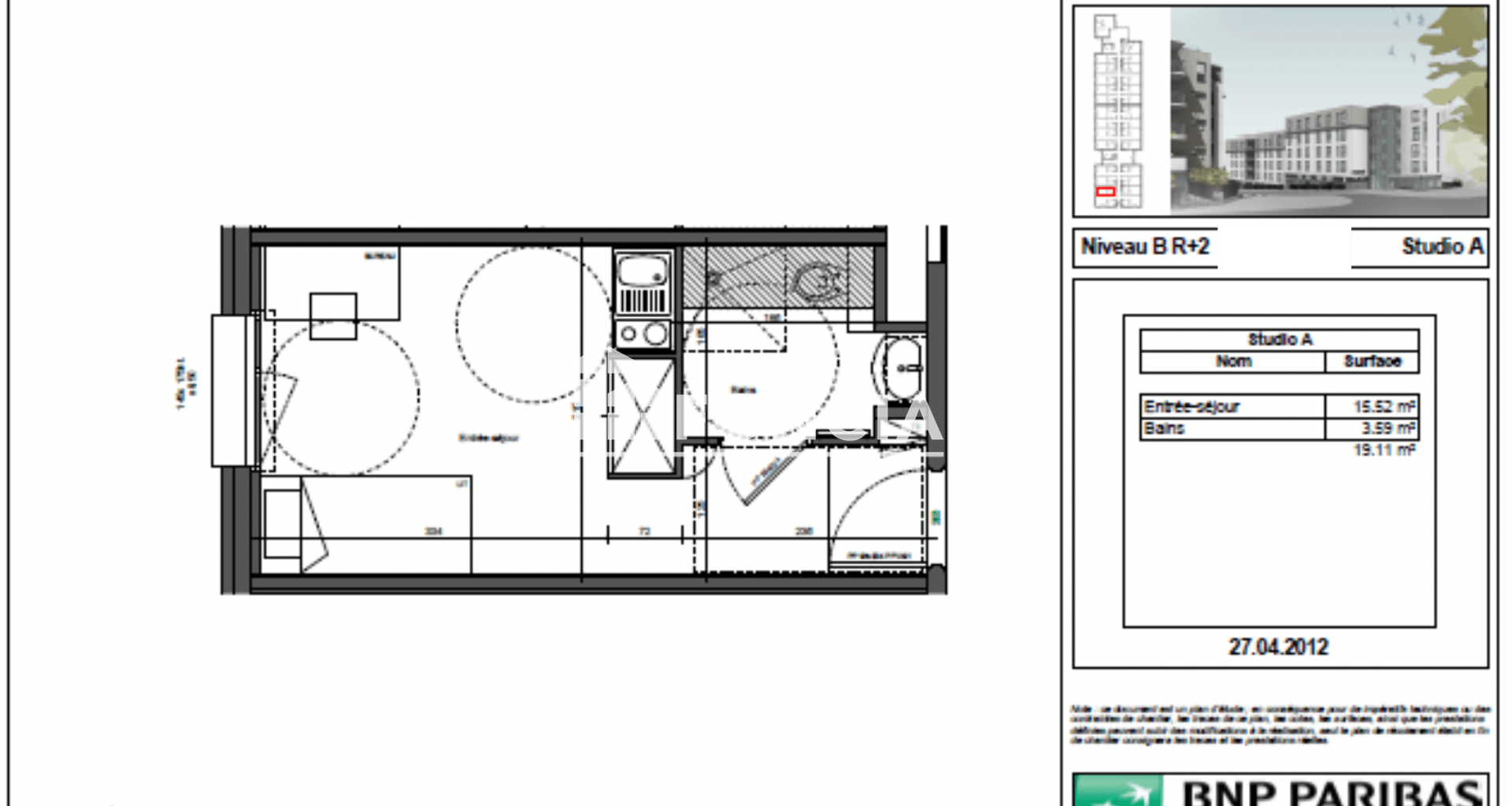 Studio (19.15 m²) à vendre - Bron (69500)