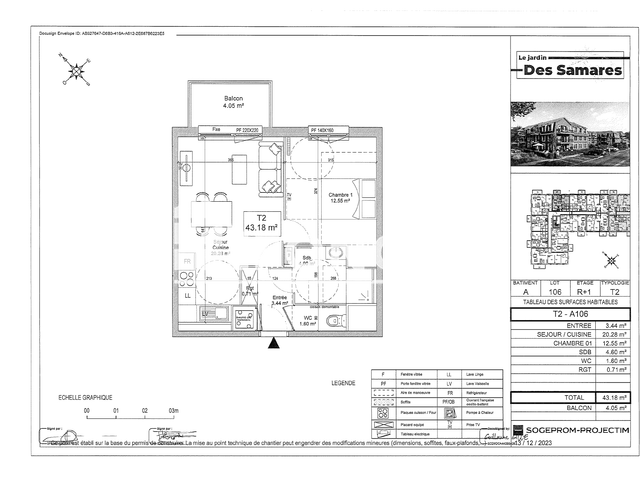 Appartement 2 pièces (43.18 m²) à louer - Seclin (59113)