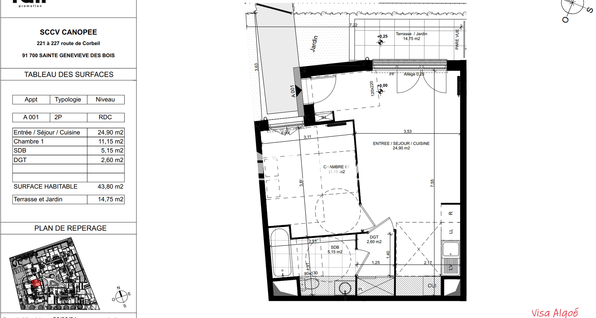 Appartement 2 pièces (43.8 m²) à louer - Sainte-geneviève-des-bois (91700)