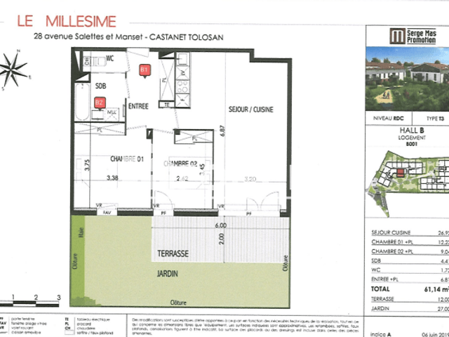 Appartement 3 pièces (61.14 m²) à louer - Castanet Tolosan (31320)