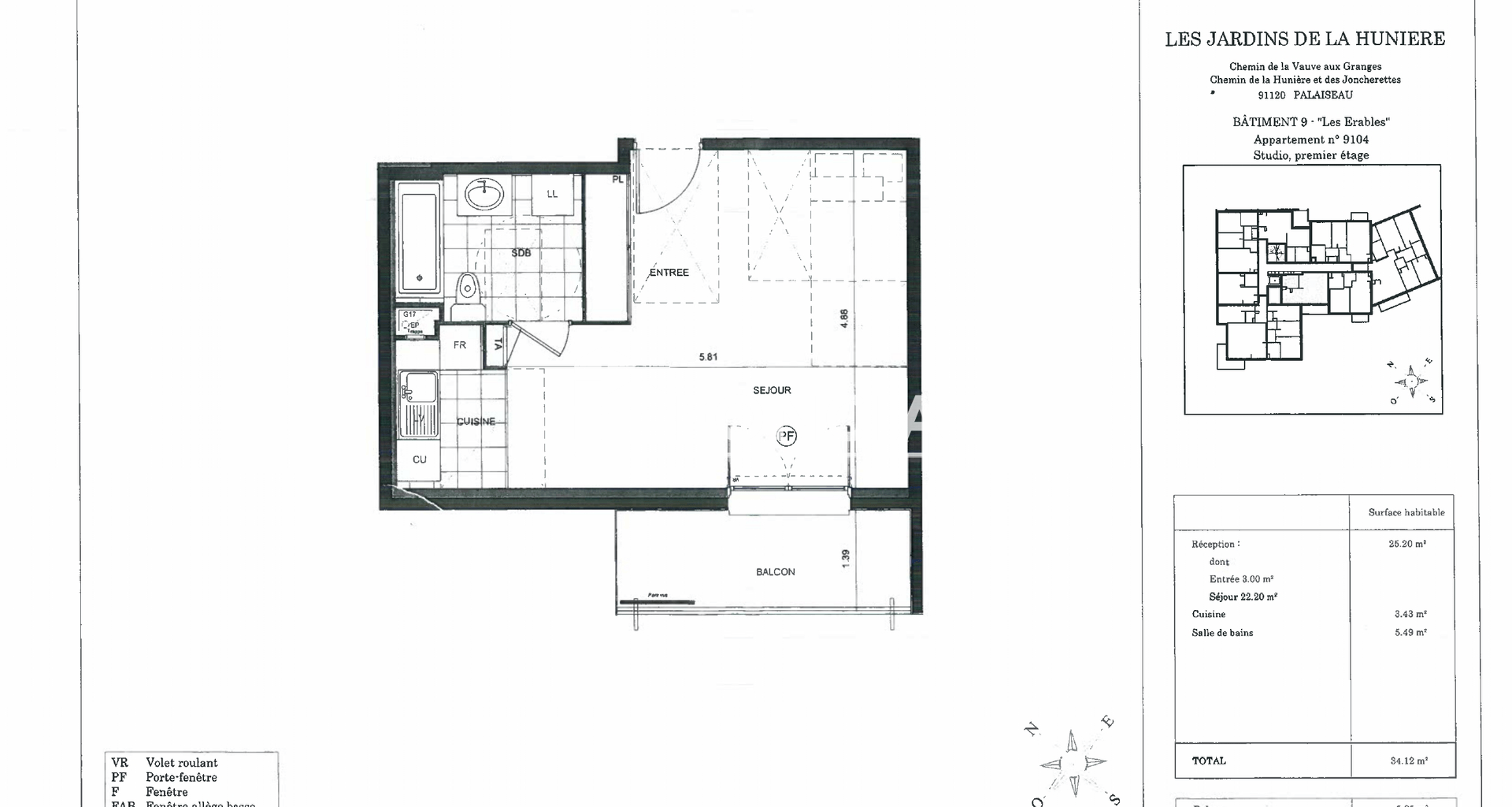 Studio (34 m²) à louer - Palaiseau (91120)