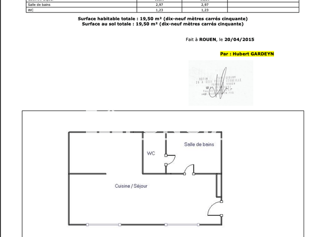 Studio (19.5 m²) à louer - Rouen (76000)
