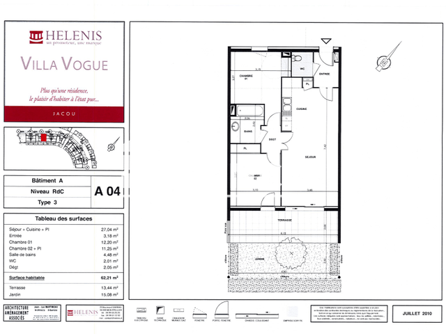 Appartement 3 pièces (62.21 m²) à louer - Jacou (34830)