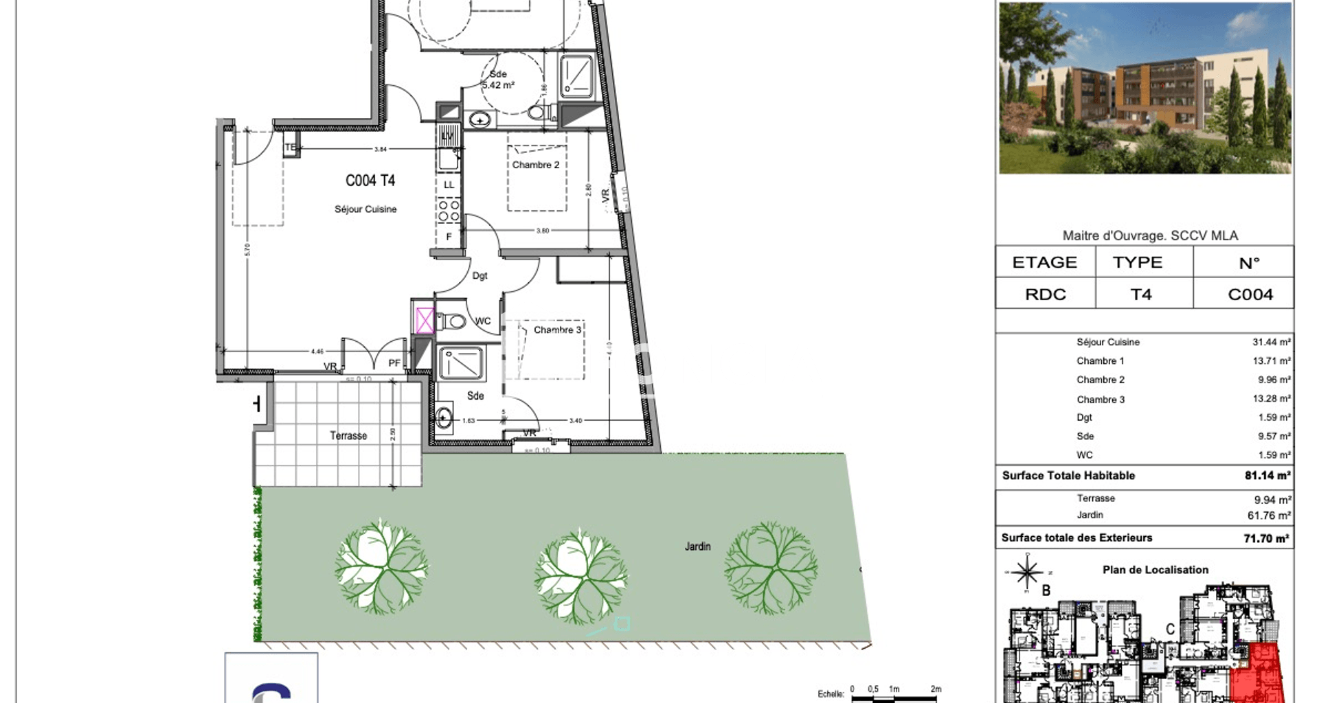 Appartement 4 pièces (81.14 m²) à louer - Morières-lès-avignon (84310)
