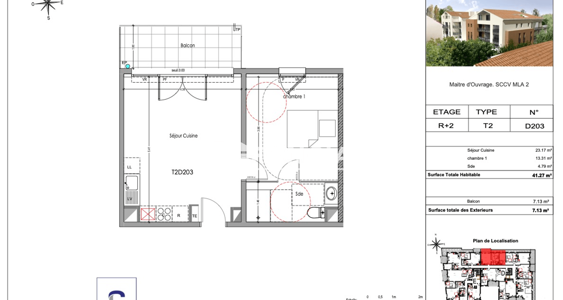 Appartement 2 pièces (41.27 m²) à louer - Morières-lès-avignon (84310)