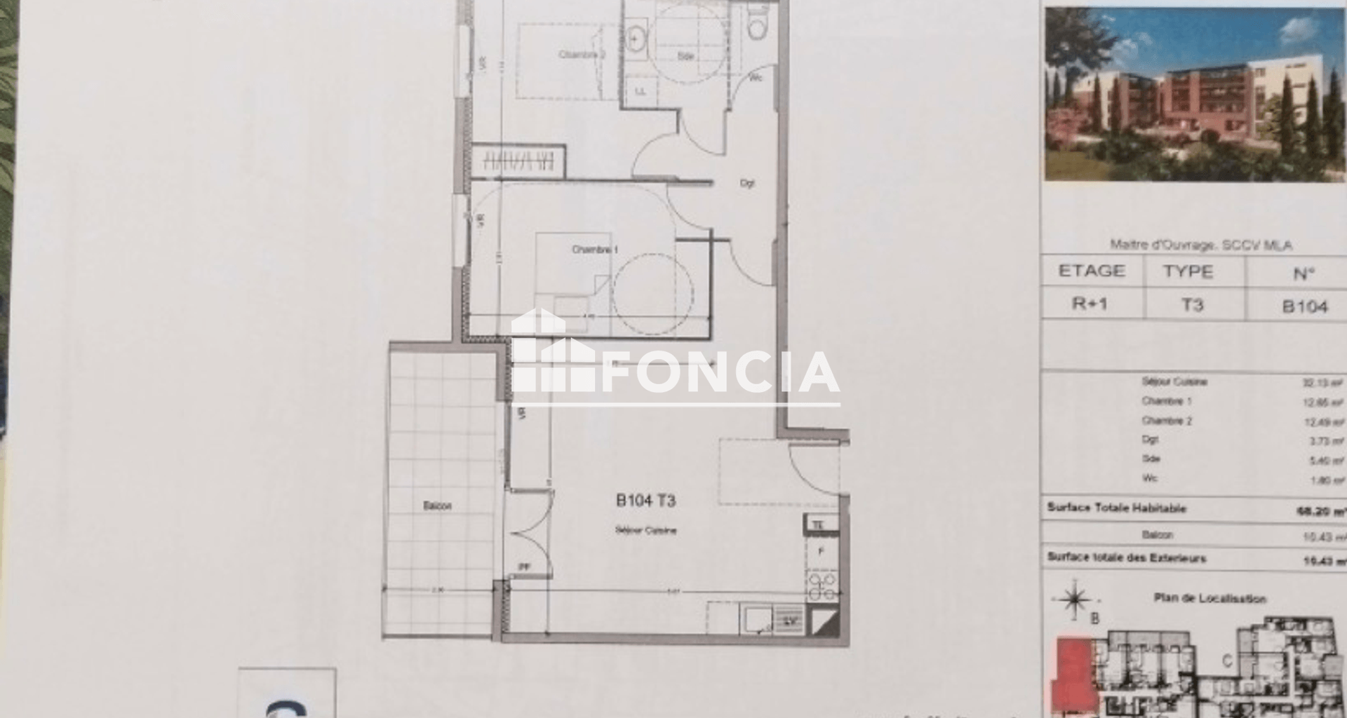 Appartement 3 pièces (68.2 m²) à louer - Morières-lès-avignon (84310)