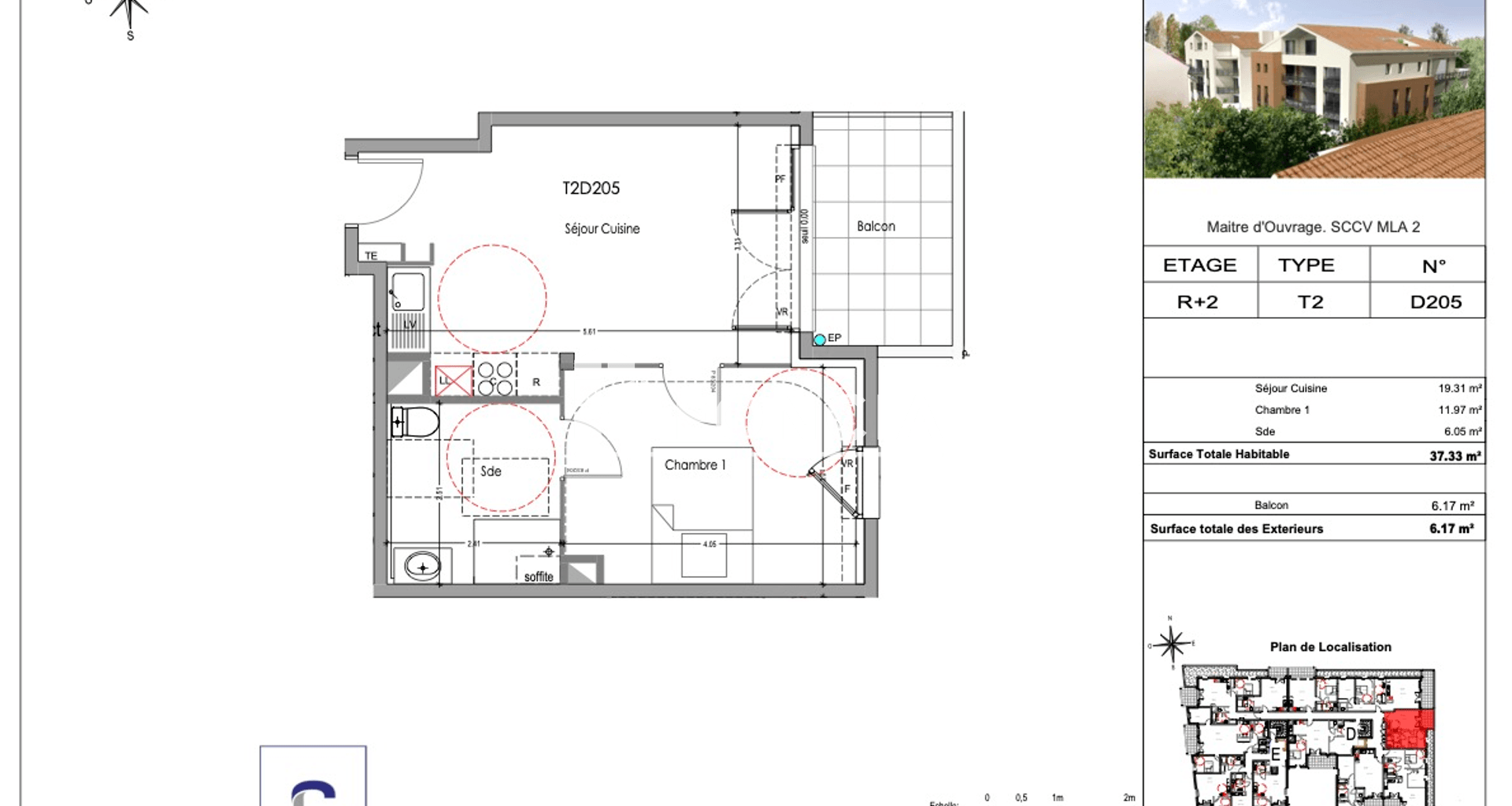 Appartement 2 pièces (37.33 m²) à louer - Morières-lès-avignon (84310)