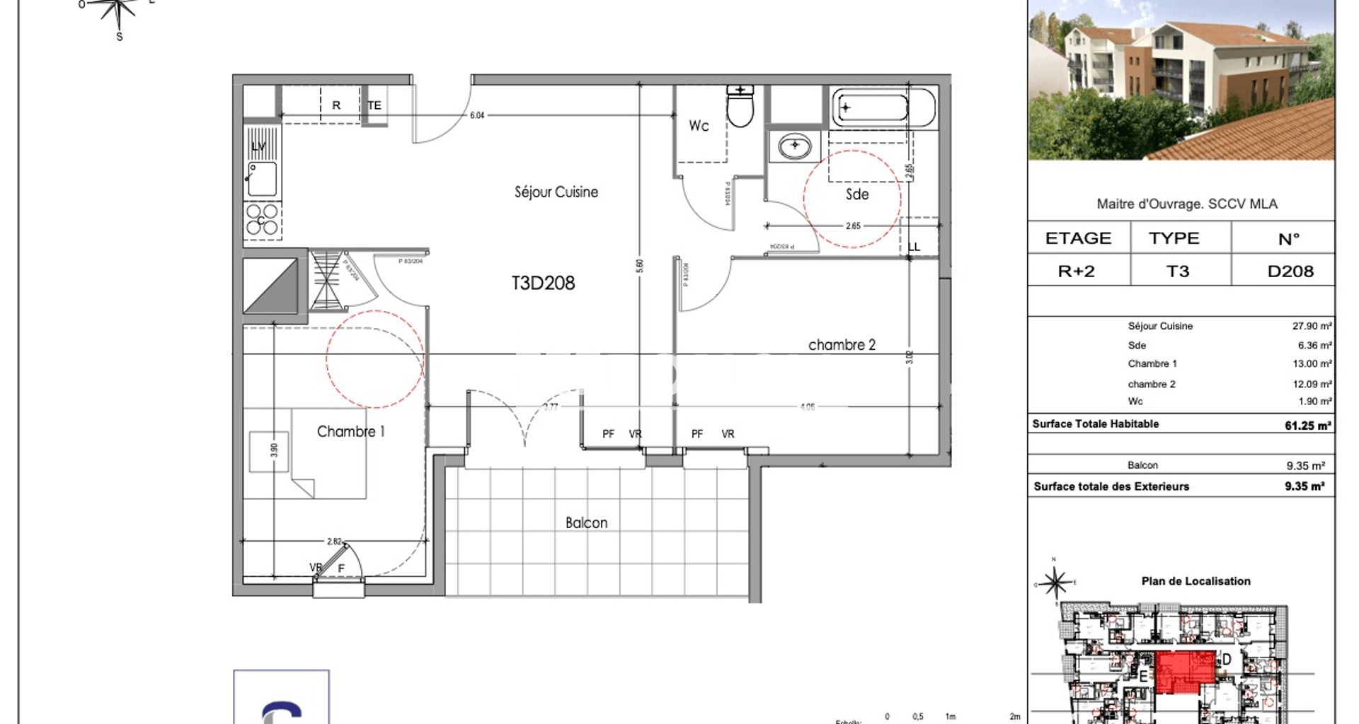 Appartement 3 pièces (61.25 m²) à louer - Morières-lès-avignon (84310)