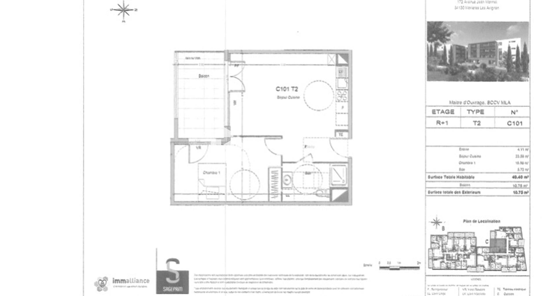 Appartement 2 pièces (49.4 m²) à louer - Morières-lès-avignon (84310)