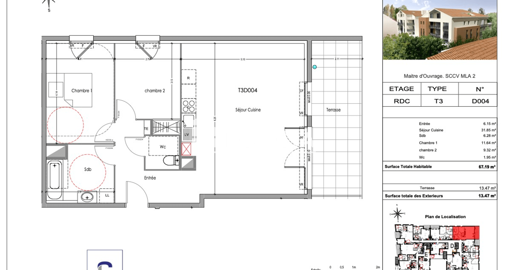 Appartement 3 pièces (67.19 m²) à louer - Morières-lès-avignon (84310)
