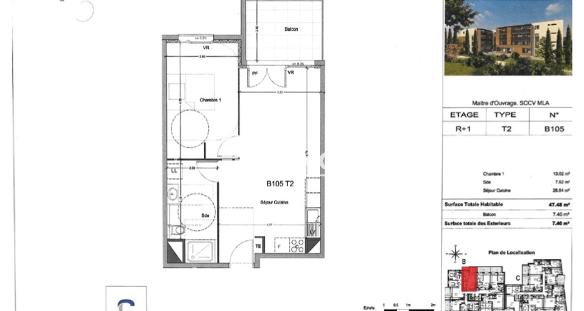 Appartement 2 pièces (47.48 m²) à louer - Morières-lès-avignon (84310)