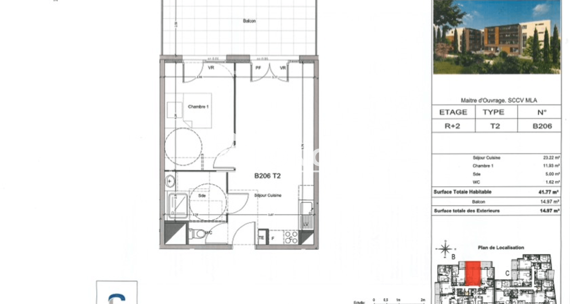 Appartement 2 pièces (41.77 m²) à louer - Morières-lès-avignon (84310)
