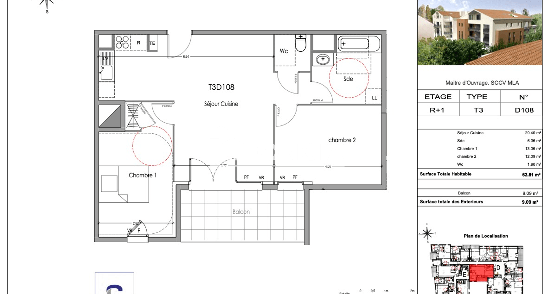Appartement 3 pièces (62.81 m²) à louer - Morières-lès-avignon (84310)