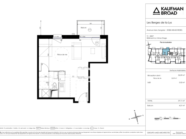 Studio (37.11 m²) à louer - Armentieres (59280)