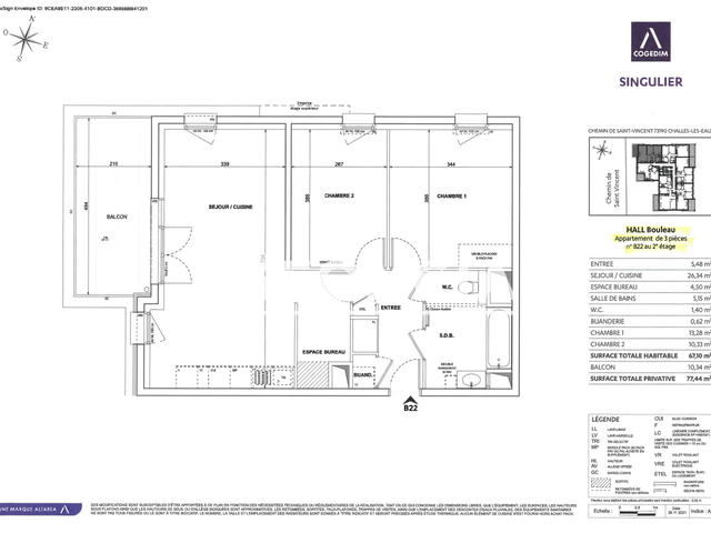 Appartement meublé 3 pièces (67.1 m²) à louer - Challes Les Eaux (73190)