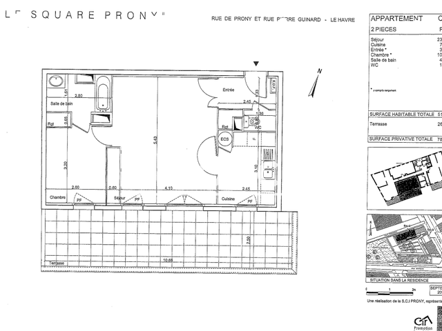 Appartement 2 pièces (51.5 m²) à louer - Le Havre (76600)
