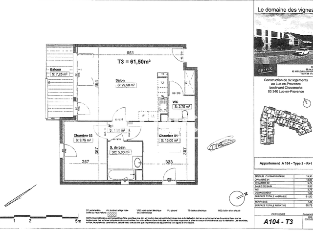 Appartement 3 pièces (61.5 m²) à louer - Le Luc En Provence (83340)