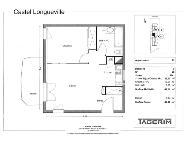 Appartement 2 pièces (42.8 m²) à louer - Eysines (33320)
